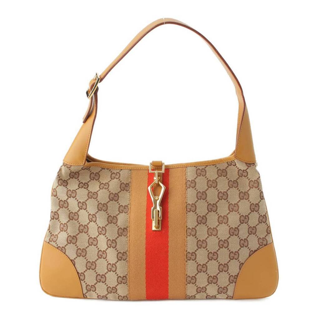 Gucci Jackie GG Canvas One Shoulder Hobo Bag 001 4057 Brown